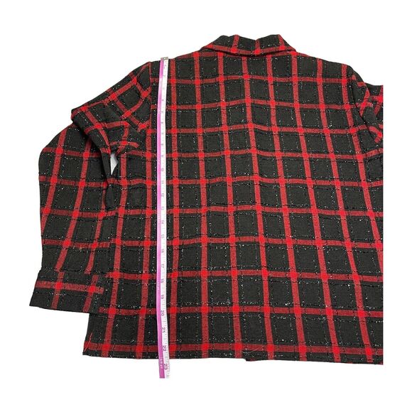 CJ Banks Red and Black Plaid Blazer Jacket Sparkle Shimmer Women’s Size Medium - Picture 4 of 8